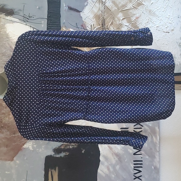 Motherhood Maternity Navy White Polka Dot Tie Waisted Blouse Women M - Picture 2 of 10